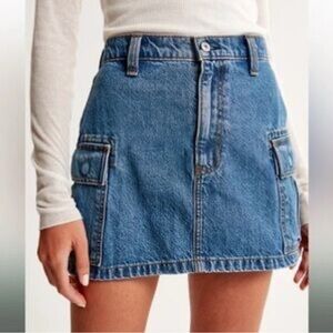 A&F Cargo Pocket Denim Mini Skirt